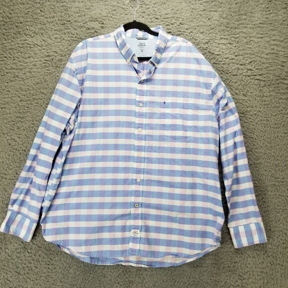 Izod Shirt Mens XXL Blue Plaid Cotton Long Sleeve Button Up Dress - Picture 1 of 12
